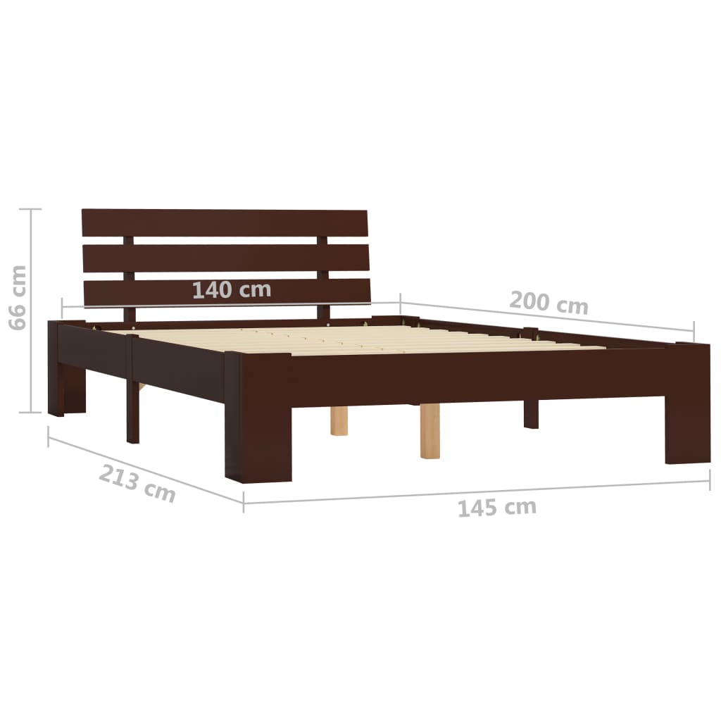Cadru de pat, maro închis, 140 x 200 cm, lemn masiv de pin