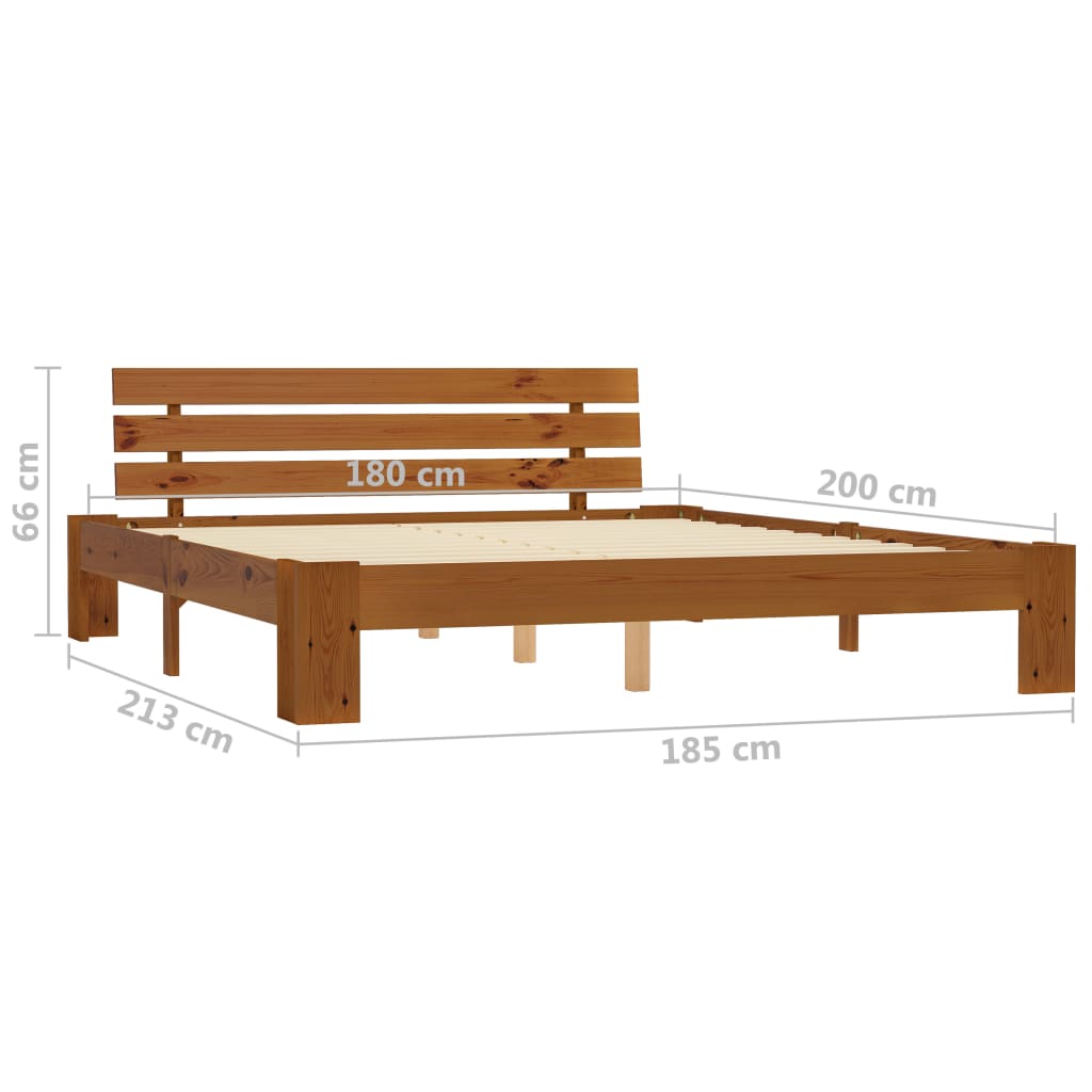 Cadru de pat, maro miere, 180 x 200 cm, lemn masiv de pin