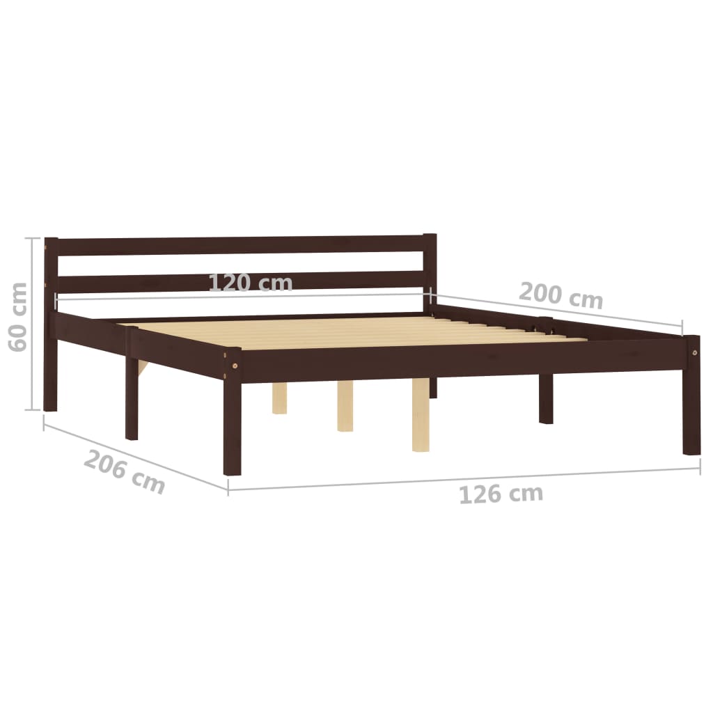 Cadru de pat, maro închis, 120 x 200 cm, lemn masiv de pin