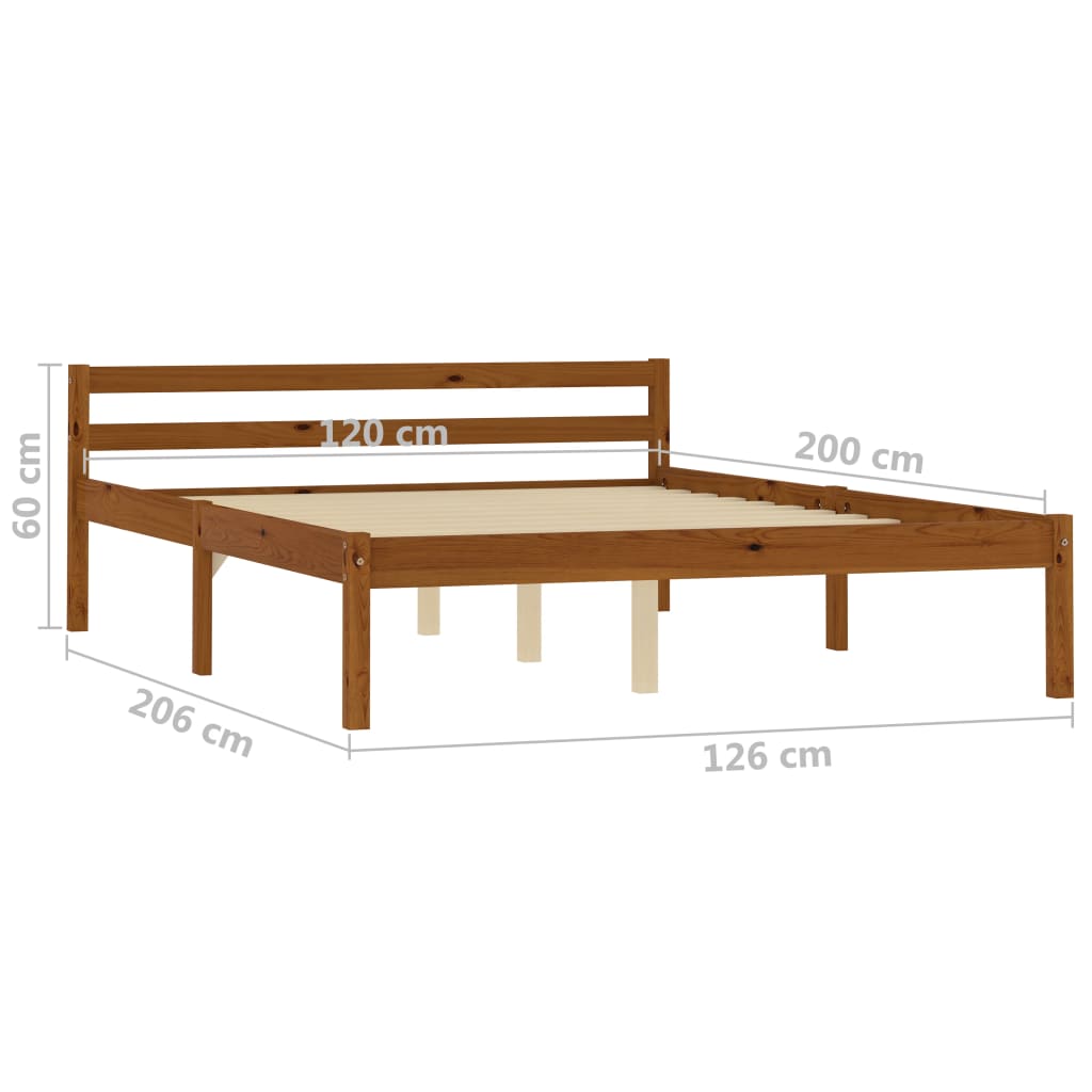 Cadru de pat, maro miere, 120 x 200 cm, lemn masiv de pin