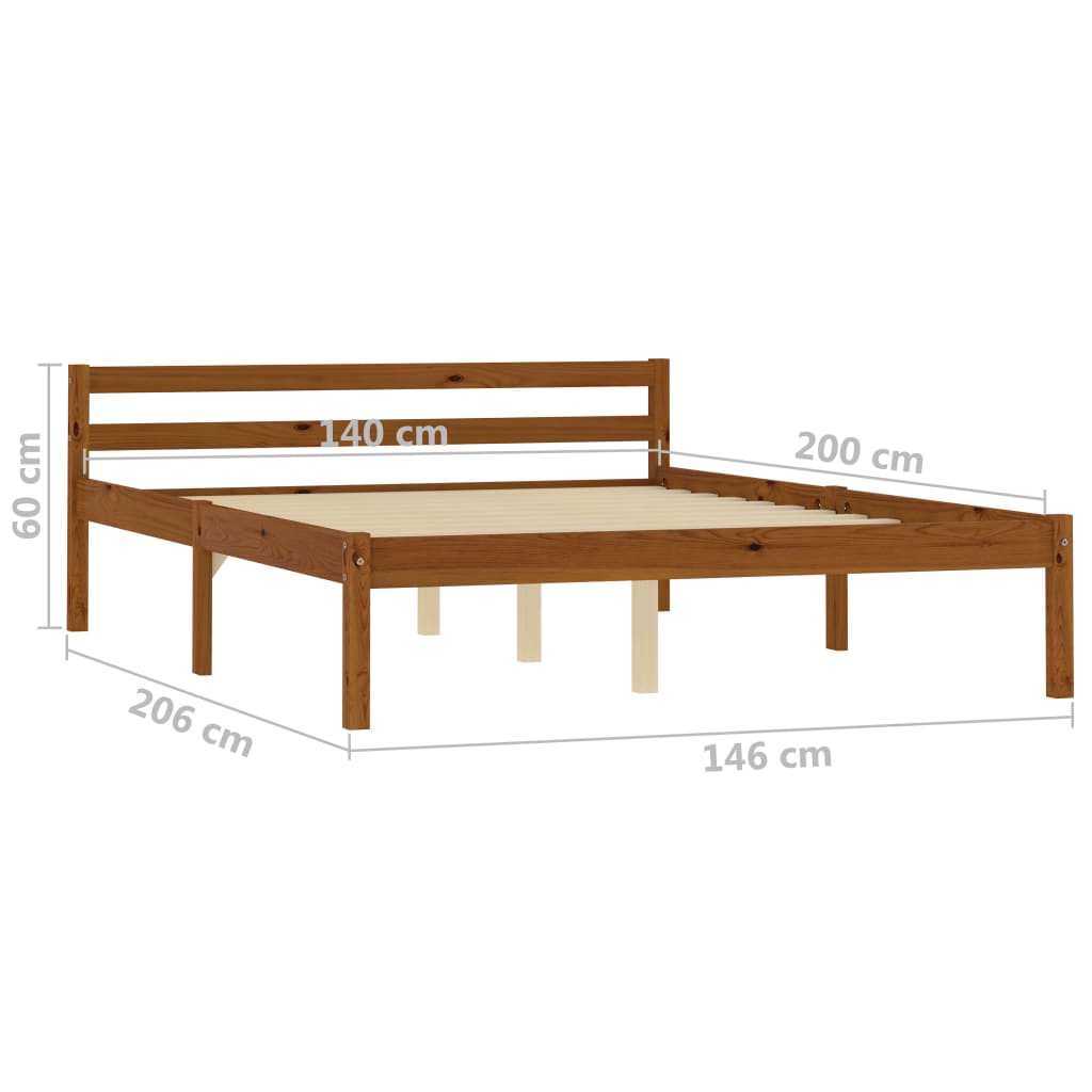 Cadru de pat, maro miere, 140 x 200 cm, lemn masiv de pin