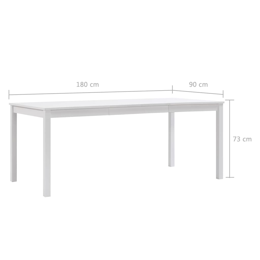 Masă de bucătărie, alb, 180 x 90 x 73 cm, lemn de pin