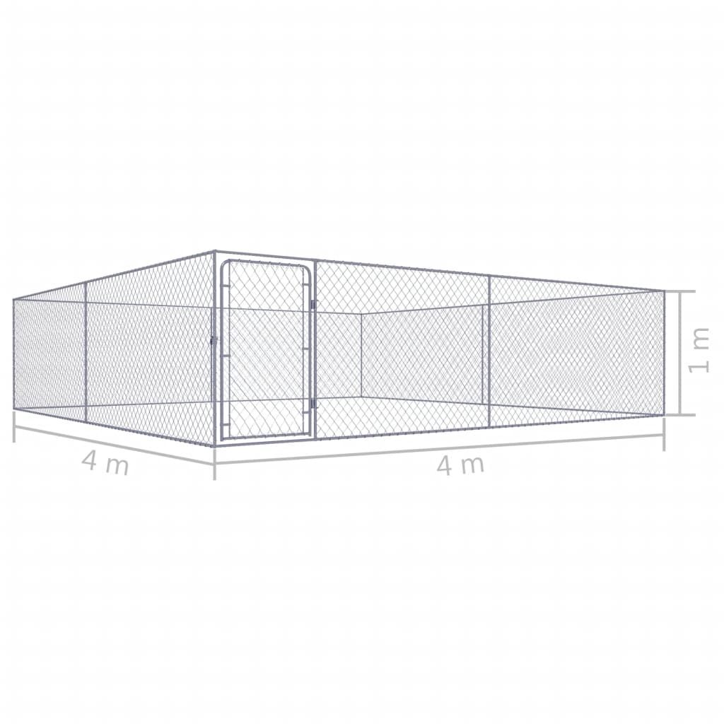 Padoc pentru câini de exterior, 4 x 4 x 1 m, oțel galvanizat