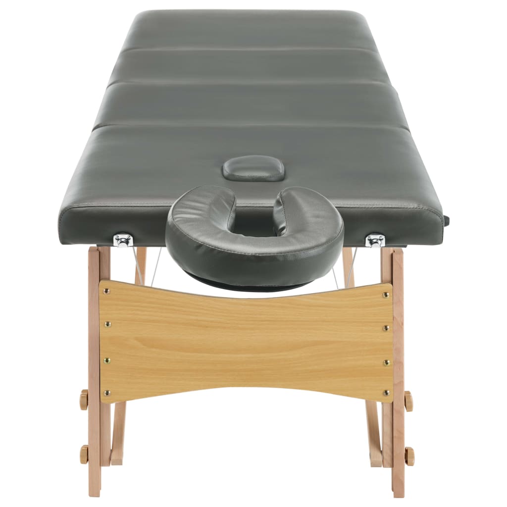Masă de masaj cu 4 zone, cadru din lemn, antracit, 186 x 68 cm