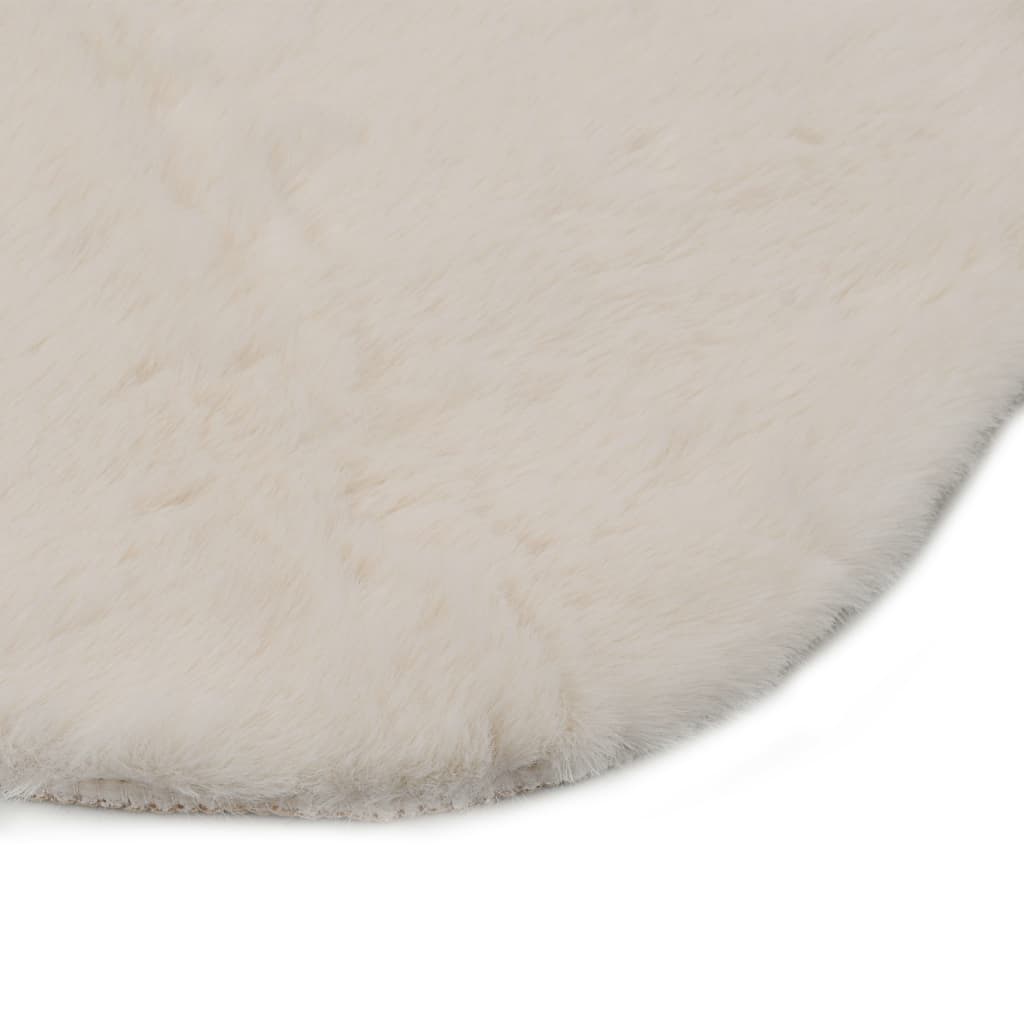 Covor, crem, 65 x 95 cm, blană ecologică de iepure