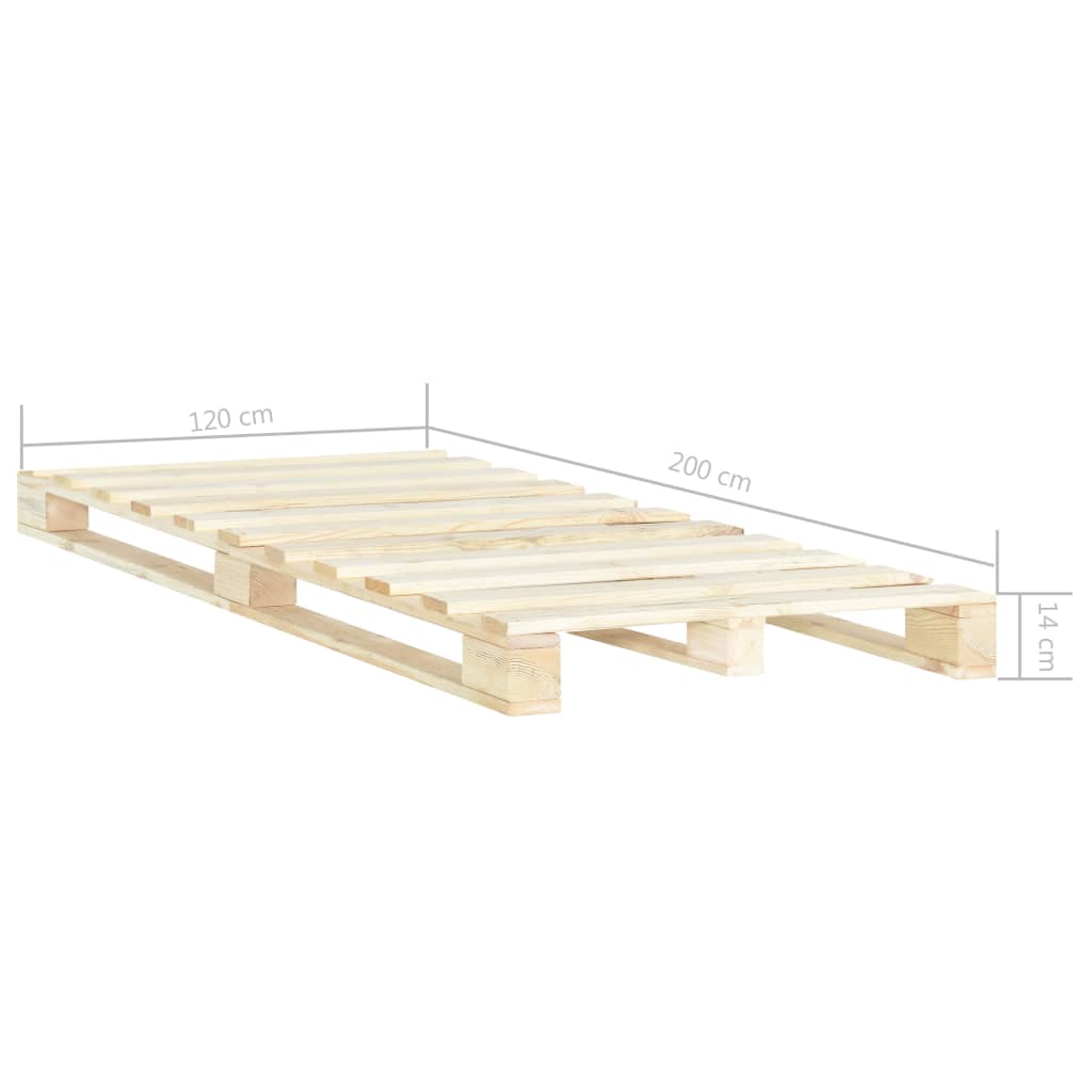 Cadru de pat din paleți, 120 x 200 cm, lemn masiv de pin