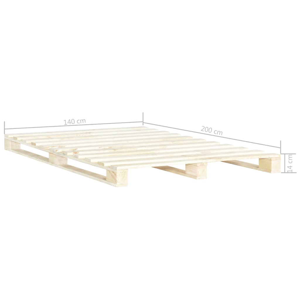 Cadru de pat din paleți, 140 x 200 cm, lemn masiv de pin