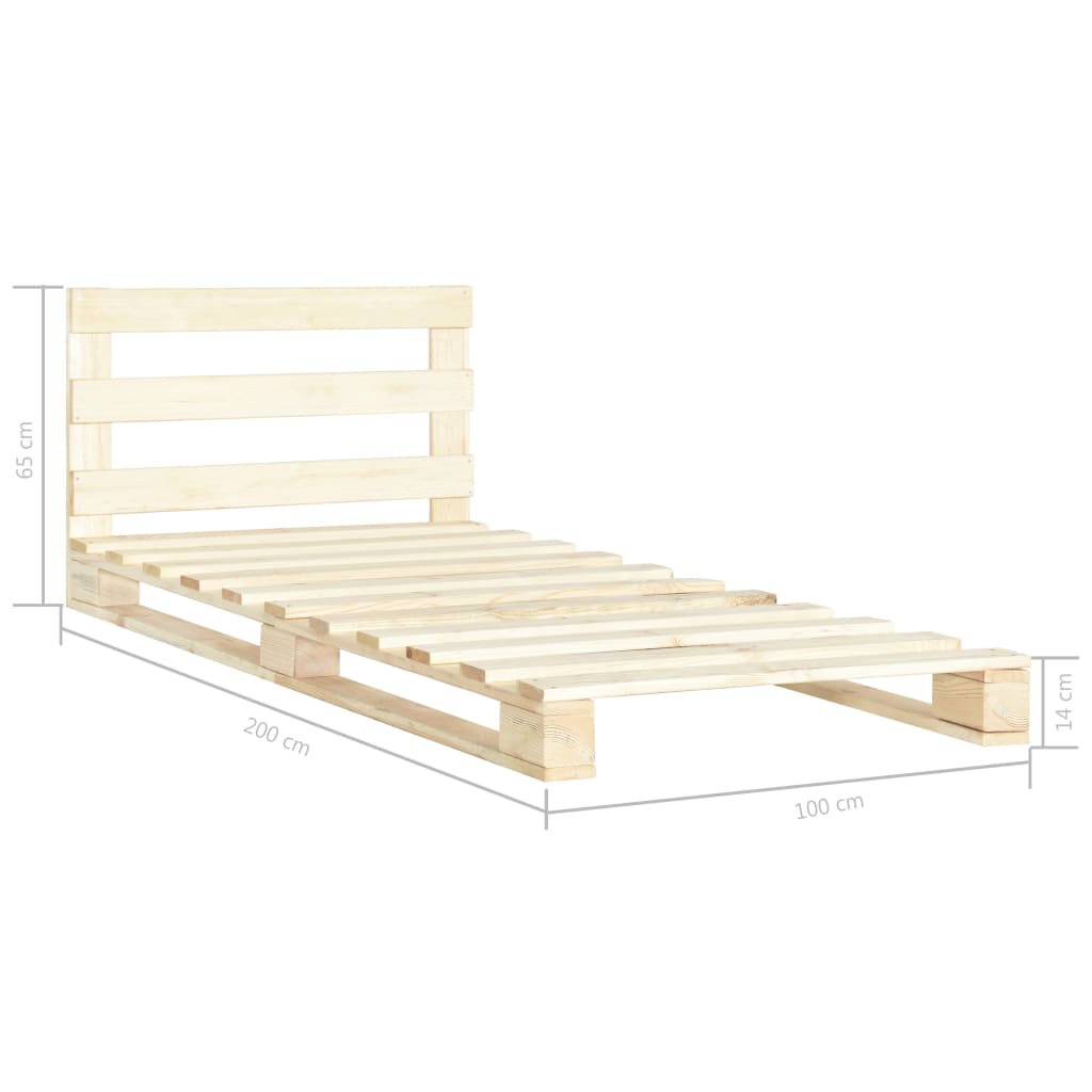 Cadru de pat din paleți, 100 x 200 cm, lemn masiv de pin