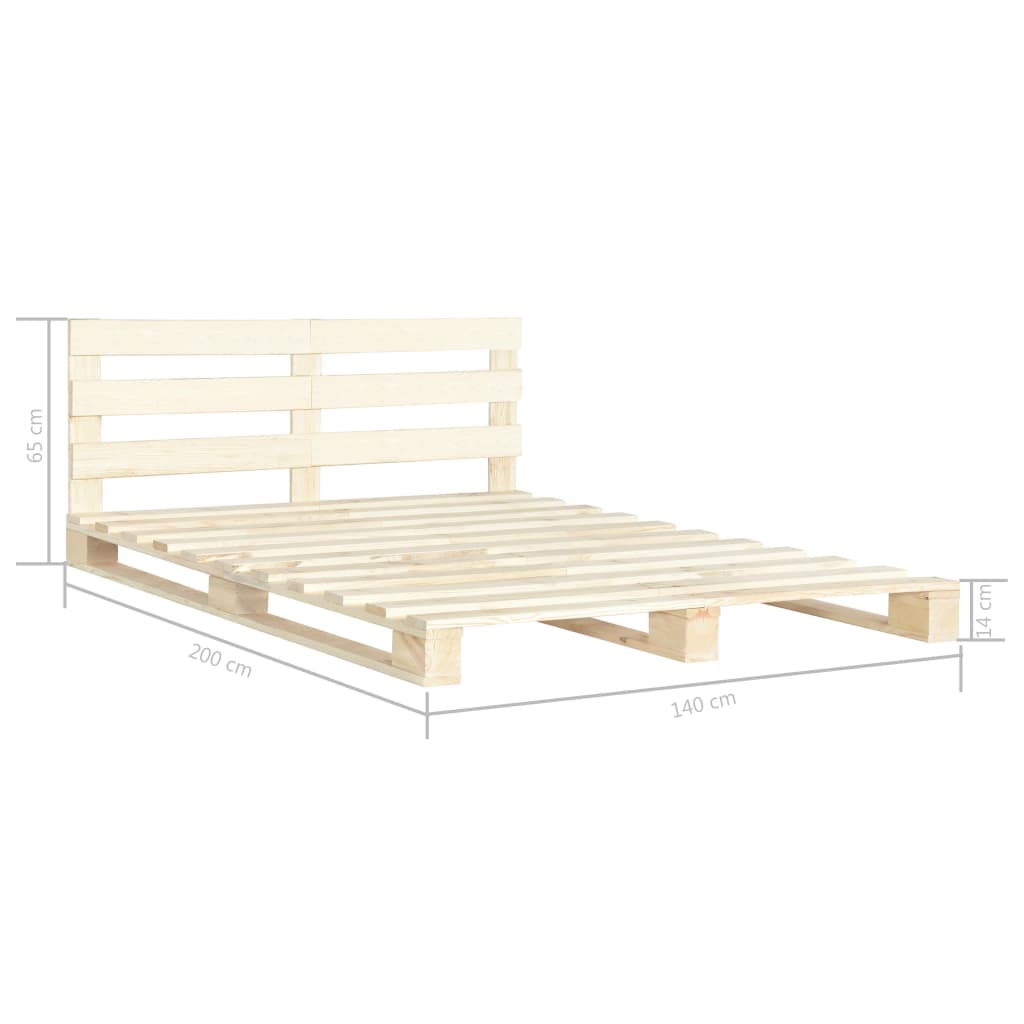 Cadru de pat din paleți, 140 x 200 cm, lemn masiv de pin