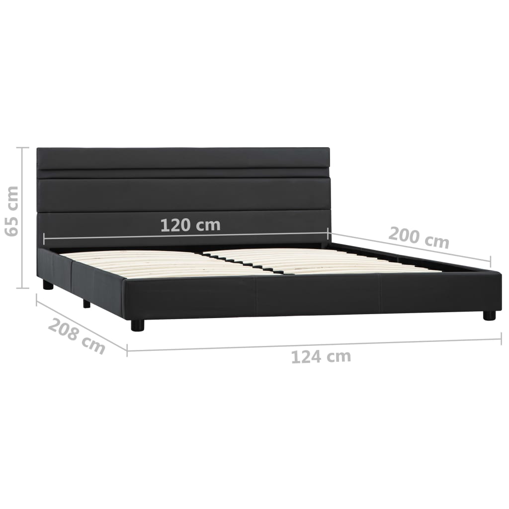 Cadru de pat cu LED, gri, 120 x 200 cm, piele ecologică