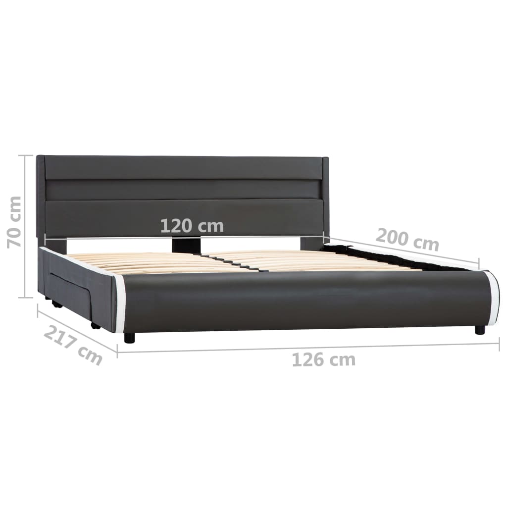 Cadru de pat cu LED, antracit, 120 x 200 cm, piele ecologică