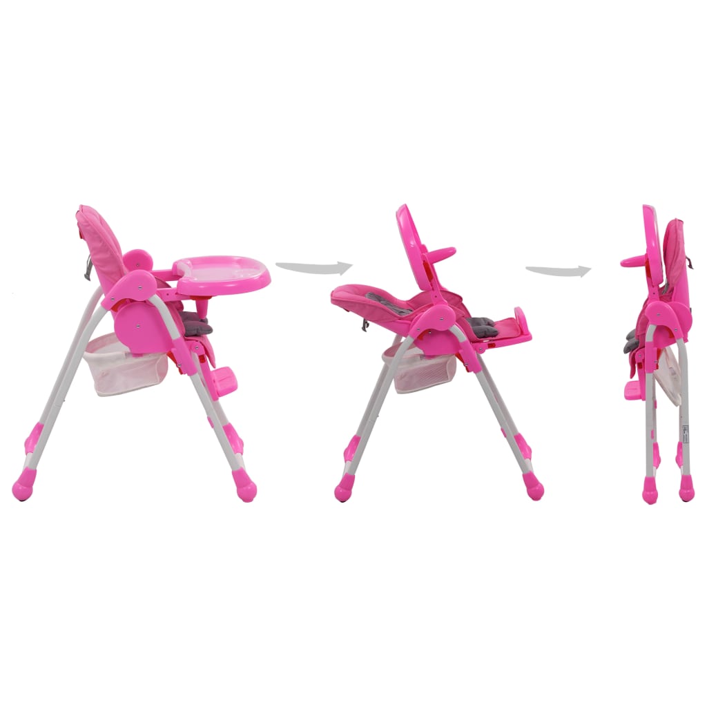 Scaun de masă înalt pentru copii, roz și gri