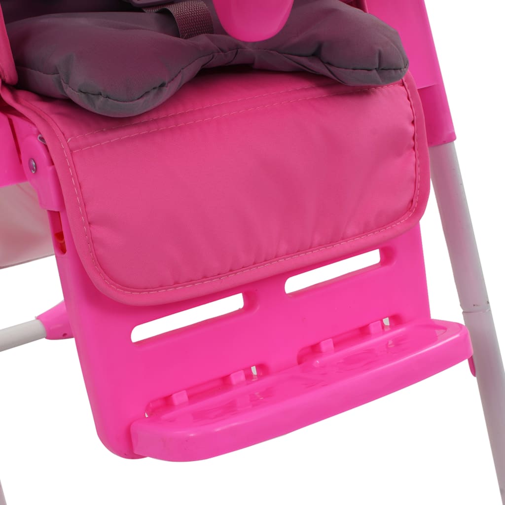 Scaun de masă înalt pentru copii, roz și gri