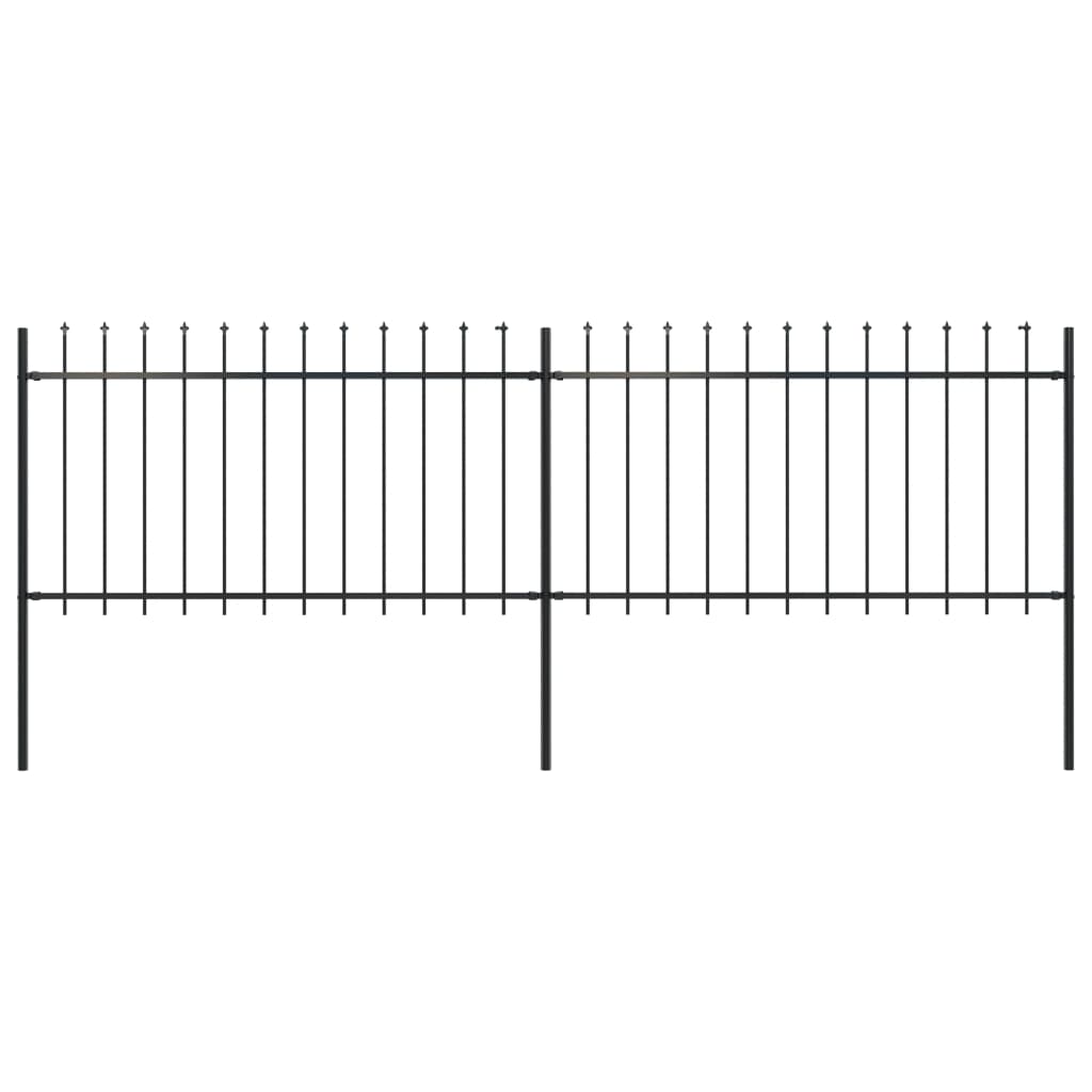 Gard de grădină cu vârf suliță, negru, 3,4 x 1 m, oțel
