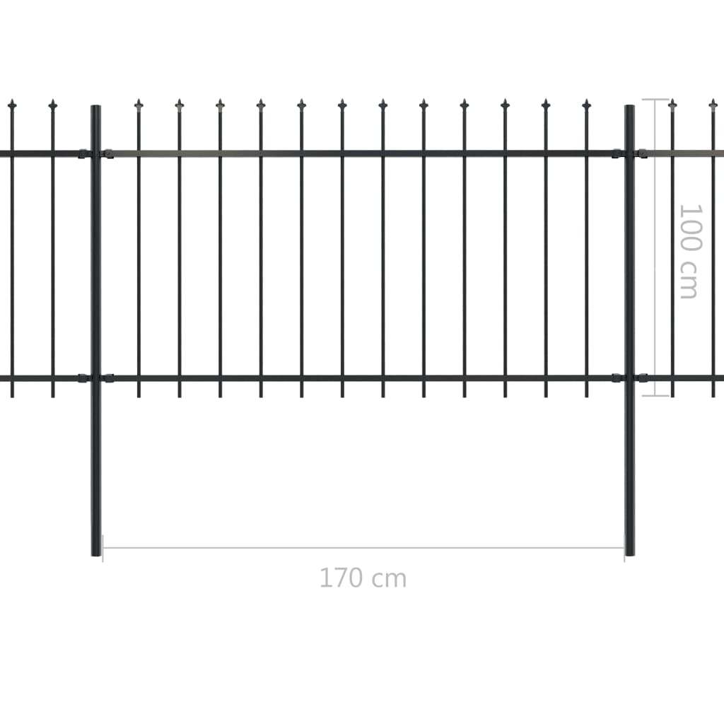 Gard de grădină cu vârf suliță, negru, 3,4 x 1 m, oțel