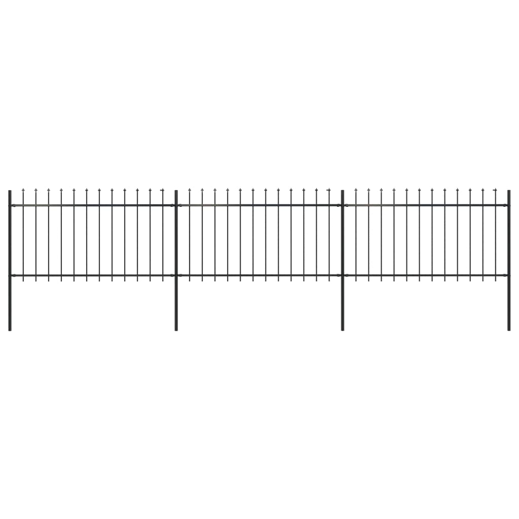 Gard de grădină cu vârf suliță, negru, 5,1 x 1 m, oțel