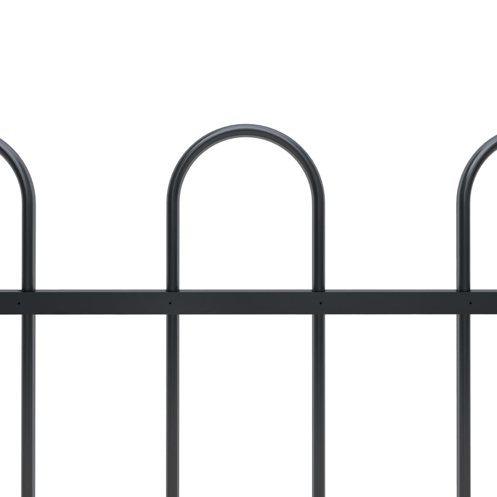 Gard de grădină cu vârf curbat, negru, 15,3 x 1 m, oțel