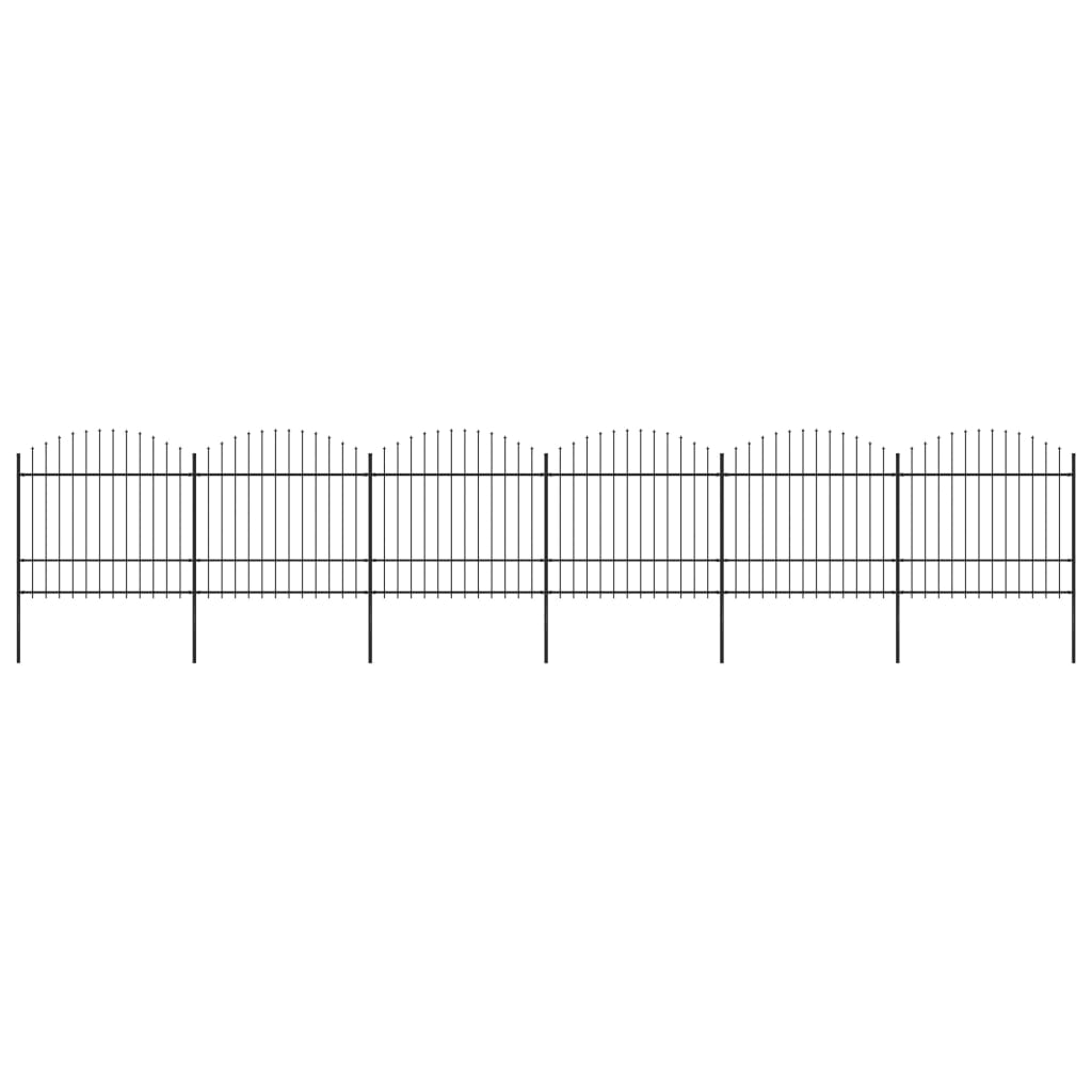 Gard de grădină cu vârf suliță, negru (1,5-1,75)x10,2 m oțel