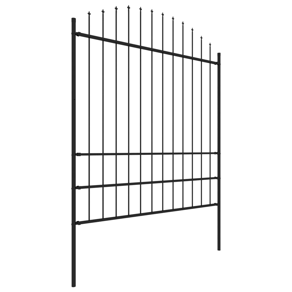 Gard de grădină cu vârf suliță, negru, (1,75-2)x3,4 m oțel