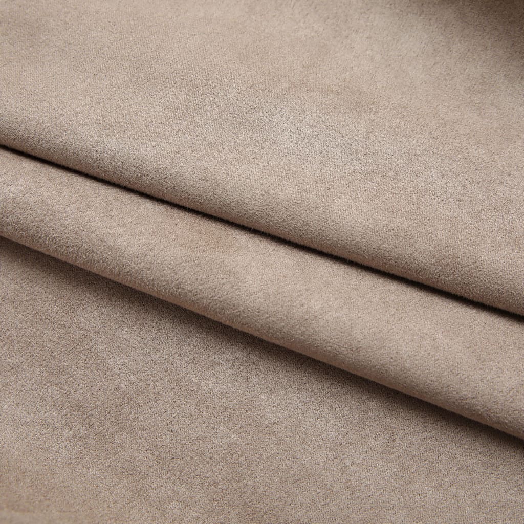 Draperii opace cu cârlige, 2 buc., gri taupe, 140 x 225 cm