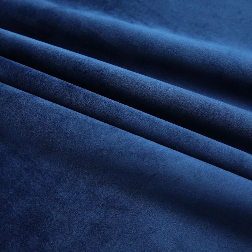 Draperii opace cu cârlige, 2 buc, albastru, 140x175 cm, catifea