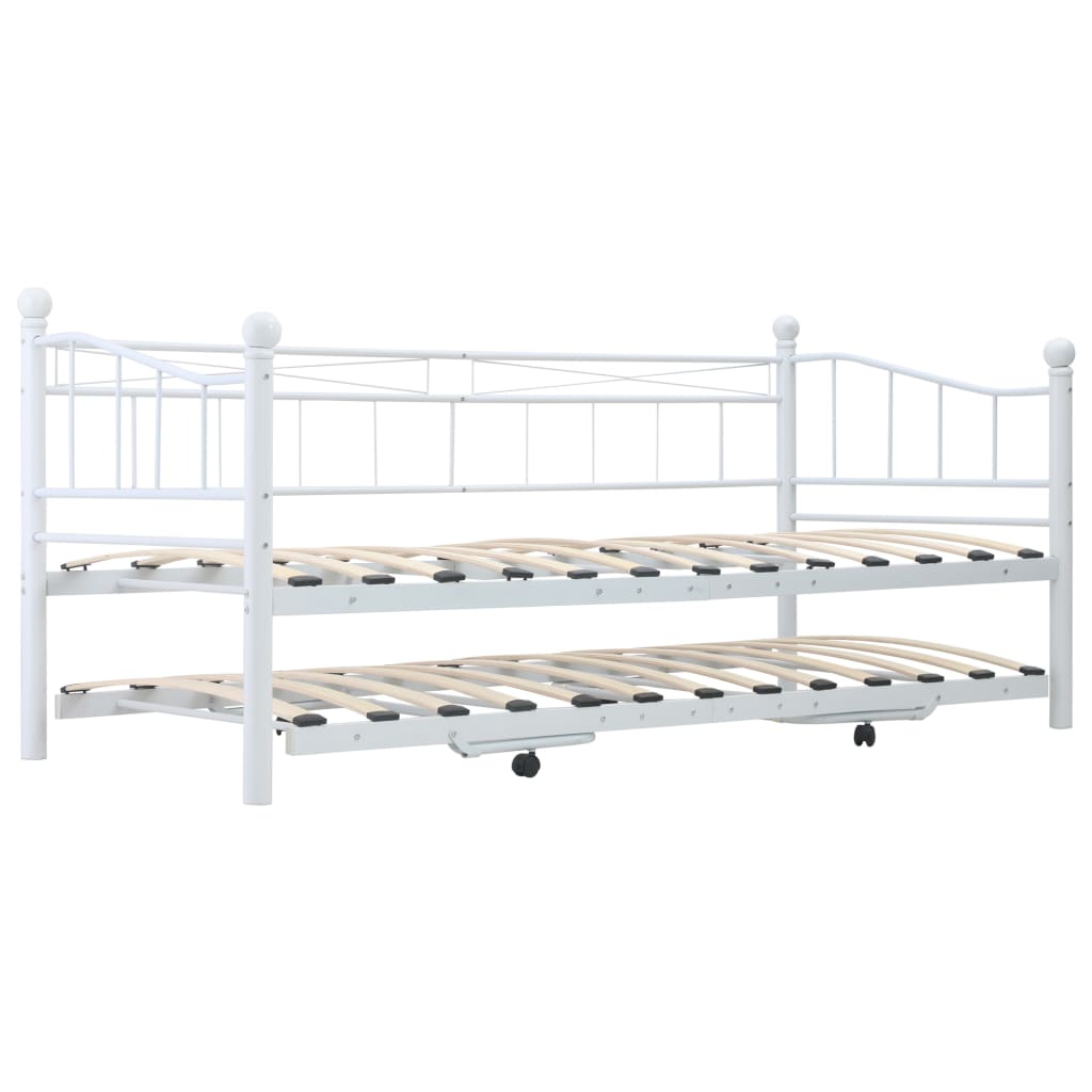 Cadru de pat, alb, 180 x 200/90 x 200 cm, oțel