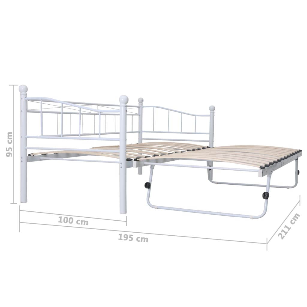 Cadru de pat, alb, 180 x 200/90 x 200 cm, oțel