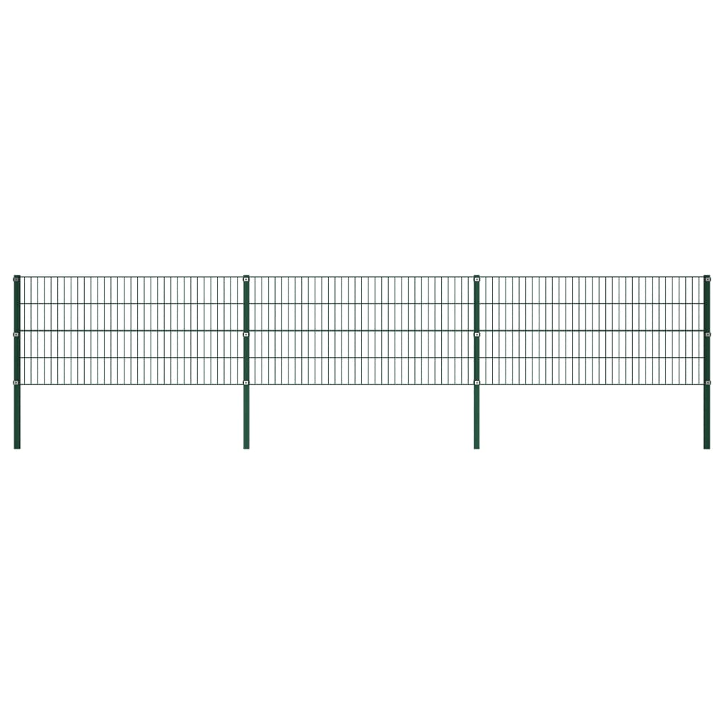 Panou de gard cu stâlpi, verde, 5,1 x 0,8 m, fier
