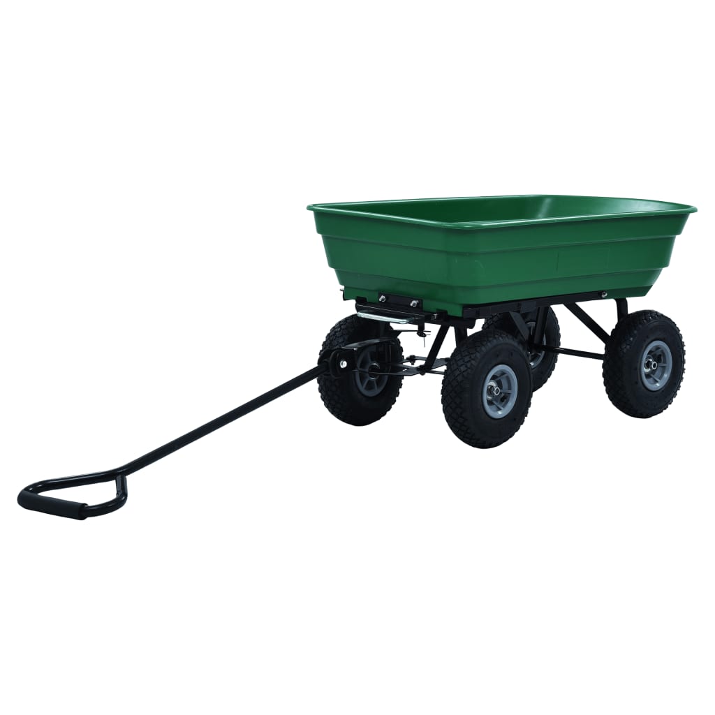 Cărucior manual de grădină basculabil, verde, 300 kg, 75 L