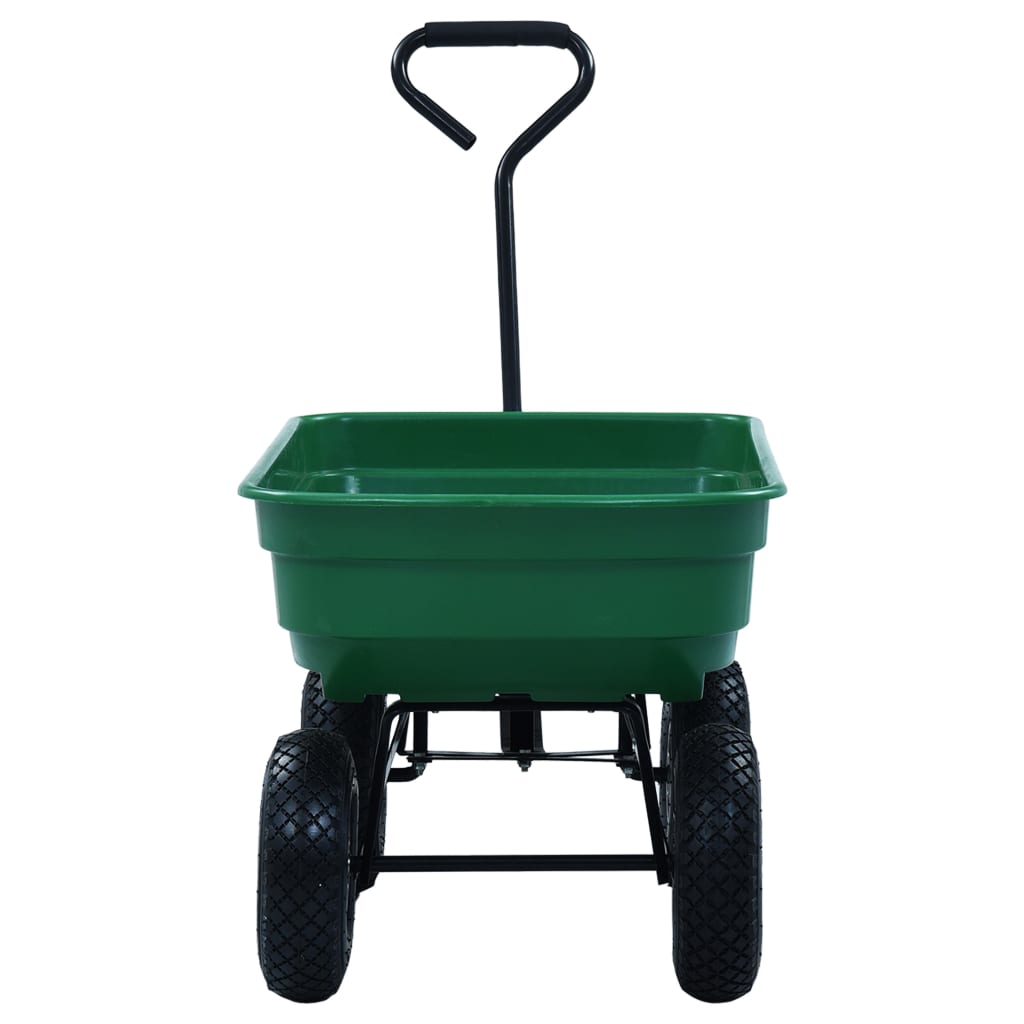 Cărucior manual de grădină basculabil, verde, 300 kg, 75 L