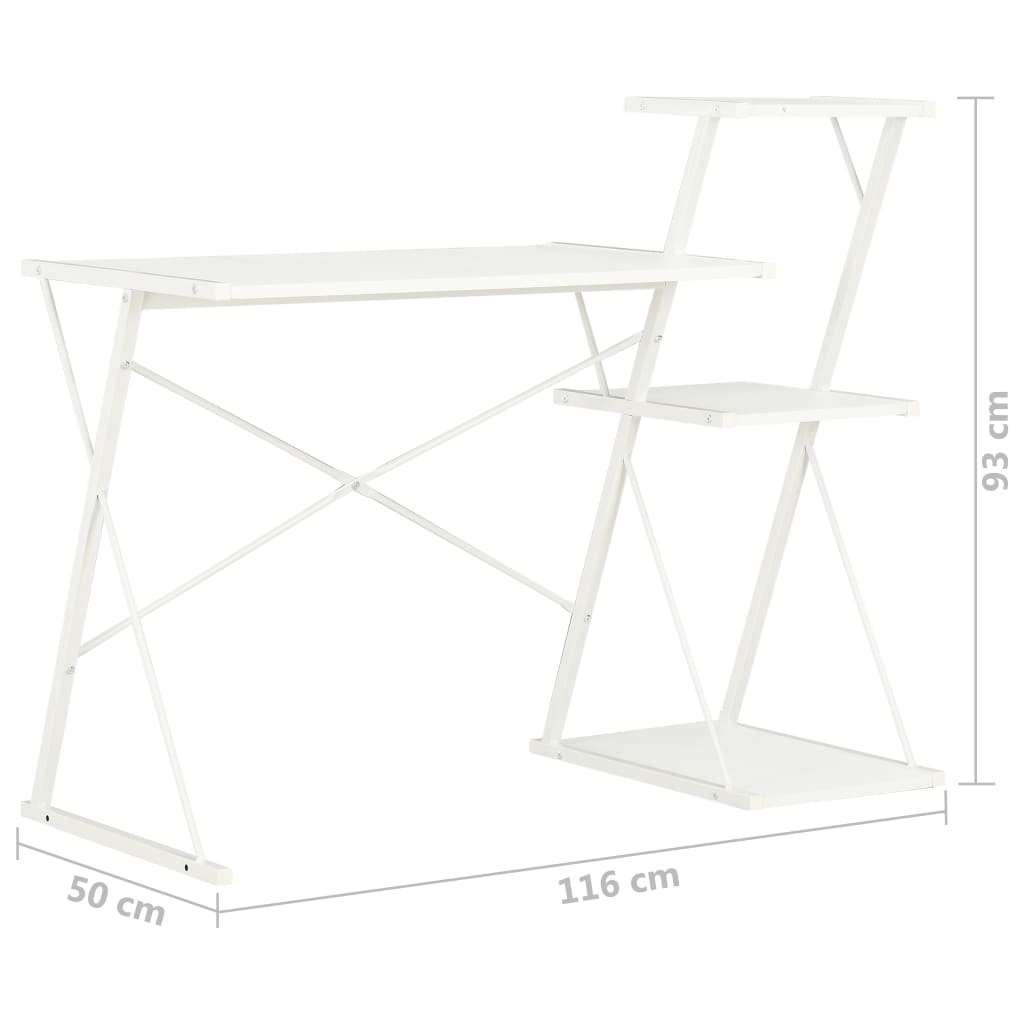 Birou cu raft, alb, 116 x 50 x 93 cm