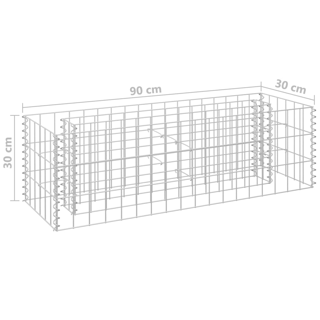 Jardinieră gabion, 90 x 30 x 30 cm, oțel galvanizat