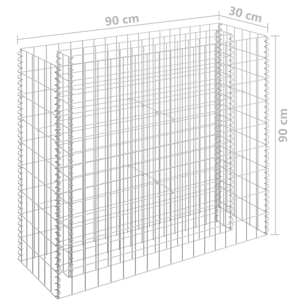 Jardinieră gabion, 90 x 30 x 90 cm, oțel galvanizat