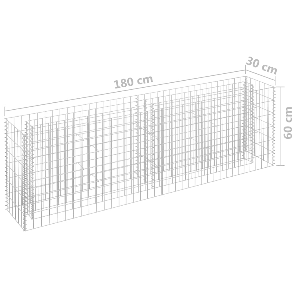 Jardinieră gabion, 180 x 30 x 60 cm, oțel galvanizat