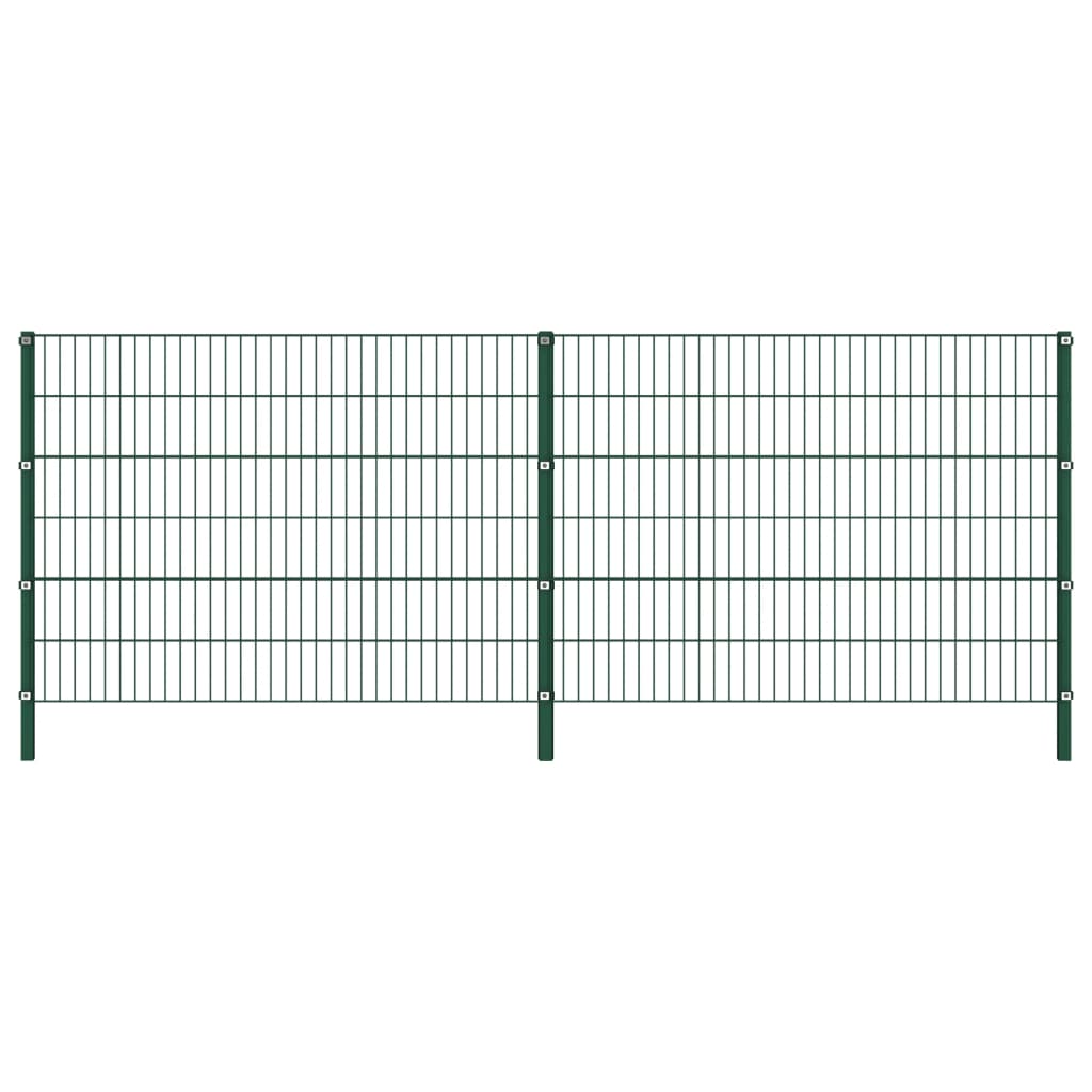 Panou de gard cu stâlpi, verde, 3,4 x 1,2 m, fier