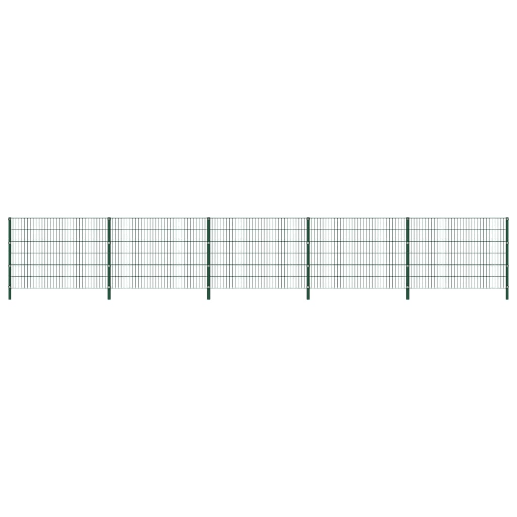 Panou gard cu stâlpi, fier, verde, 8,5 x 1,2 m