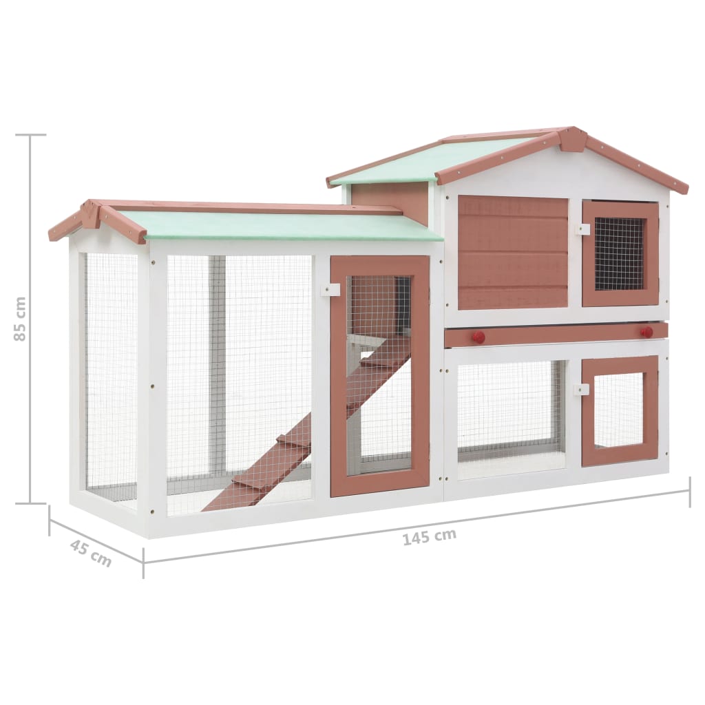 Cușcă exterior pentru iepuri mare maro&alb 145x45x85 cm lemn