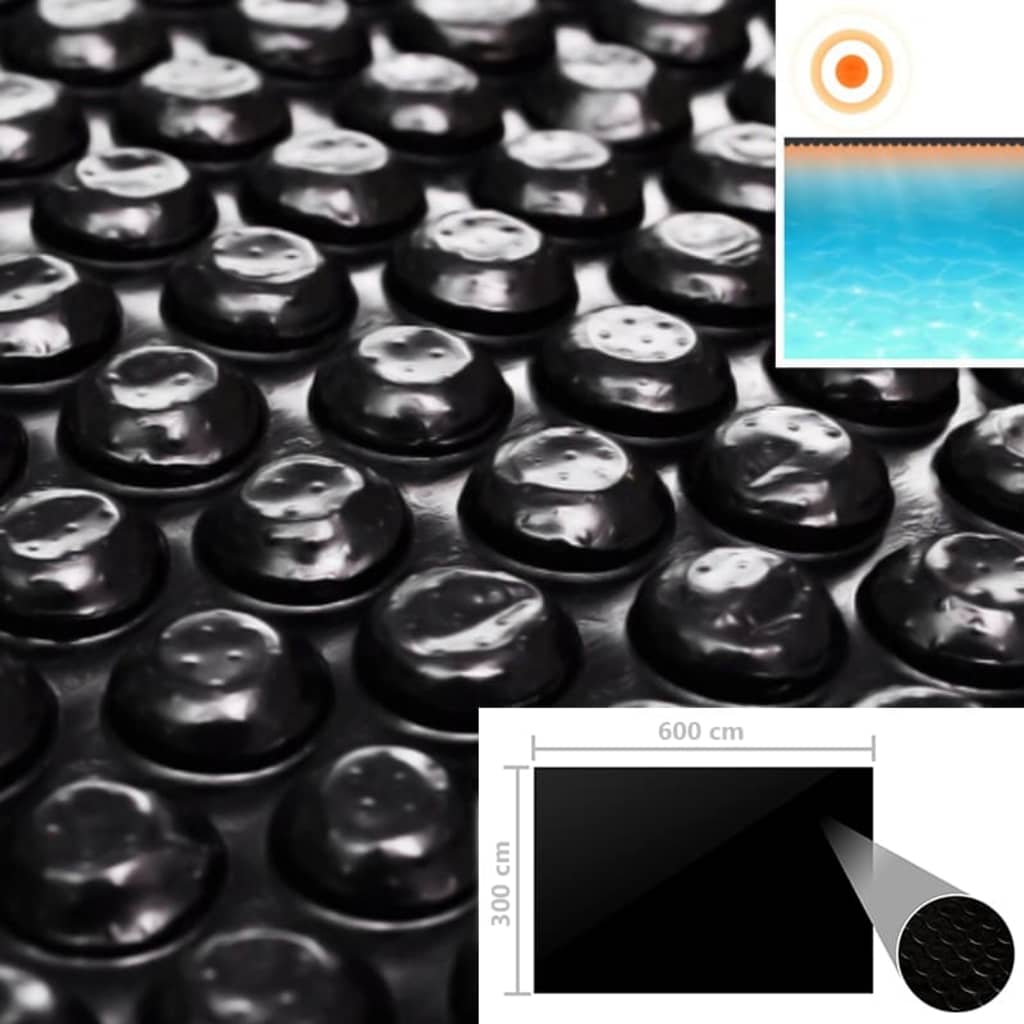Prelată piscină, negru, 600 x 300 cm, PE