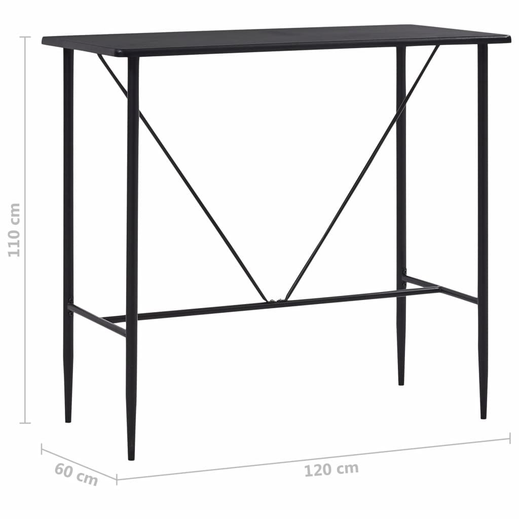 Masă de bar, negru, 120 x 60 x 110 cm, MDF
