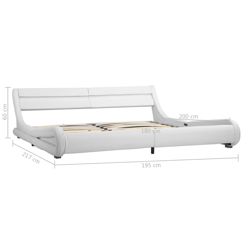Cadru de pat cu LED, alb, 180 x 200 cm, piele ecologică
