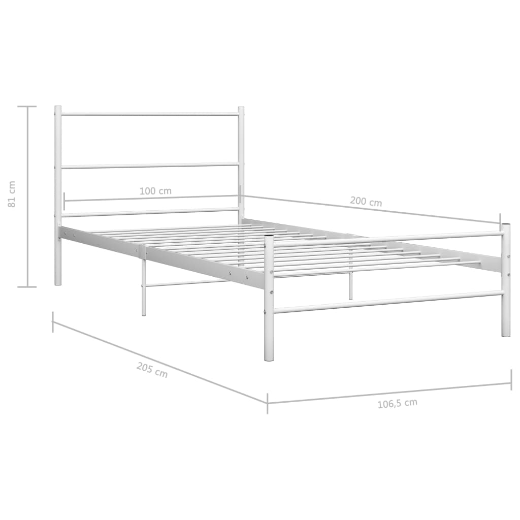 Cadru de pat, alb, 100 x 200 cm, metal