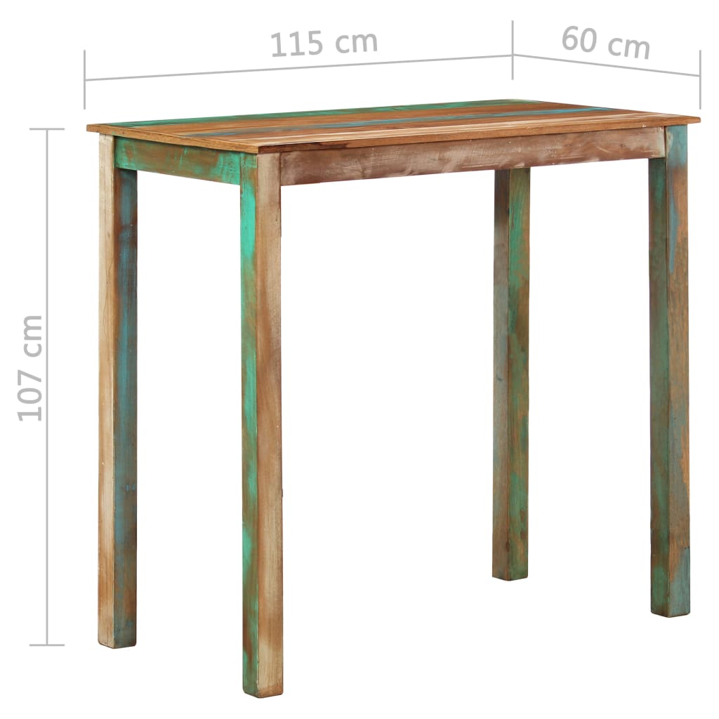 Set mobilier de bar, 5 piese, lemn reciclat și piele naturală