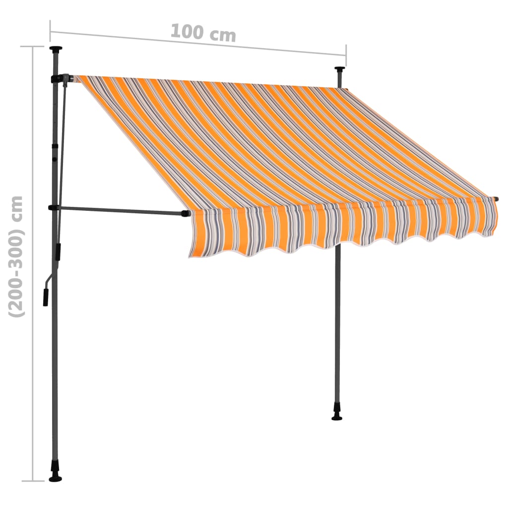 Copertină retractabilă manual cu LED, galben & albastru, 100 cm