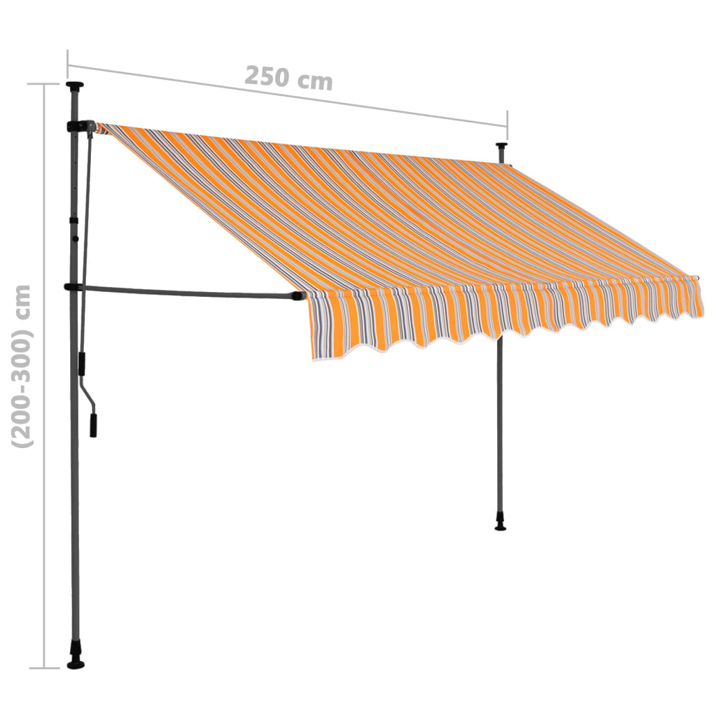 Copertină retractabilă manual cu LED, galben & albastru, 250 cm