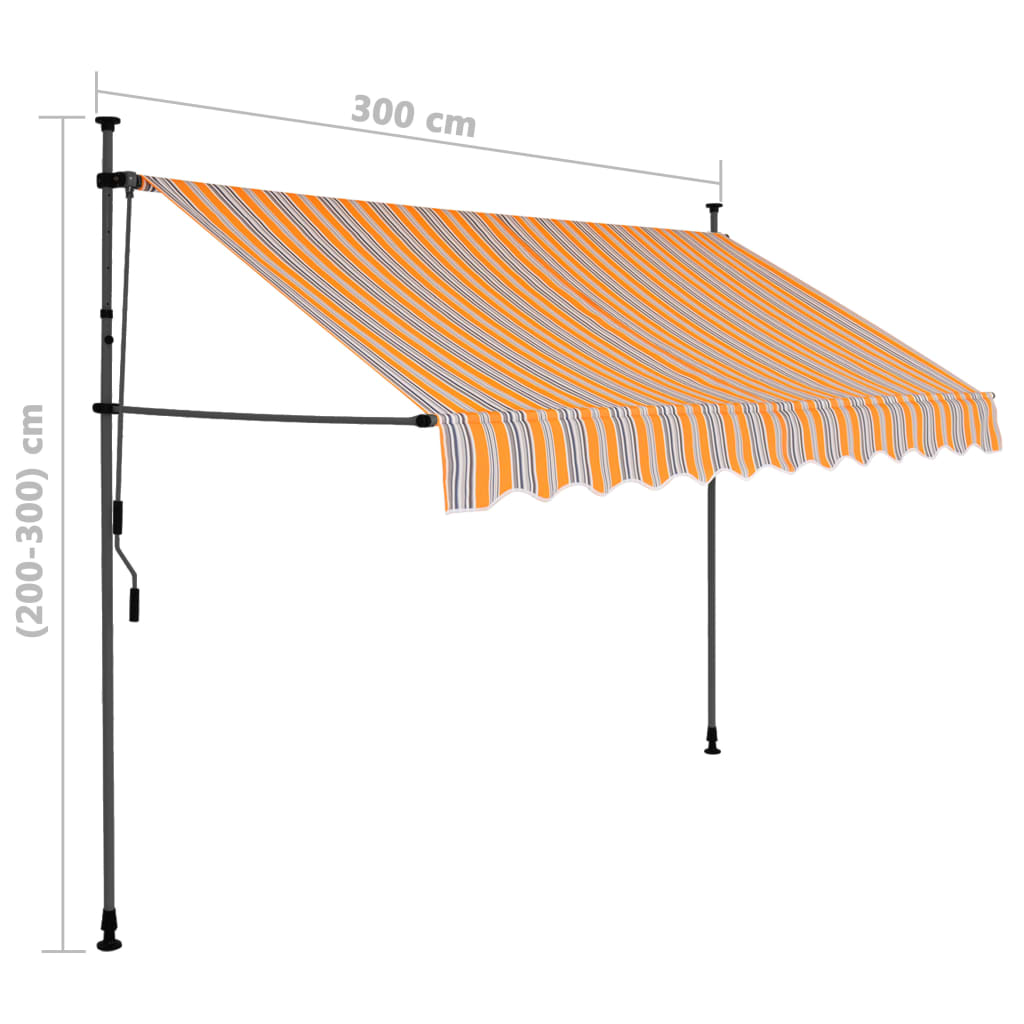 Copertină retractabilă manual cu LED, galben & albastru, 300 cm