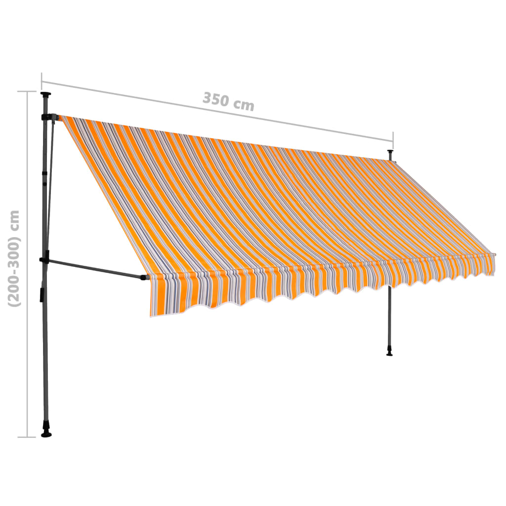 Copertină retractabilă manual cu LED, galben & albastru, 350 cm