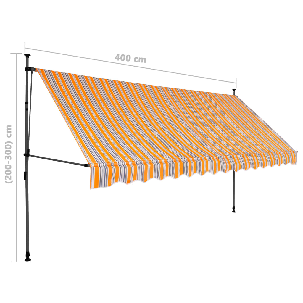 Copertină retractabilă manual cu LED, galben & albastru, 400 cm