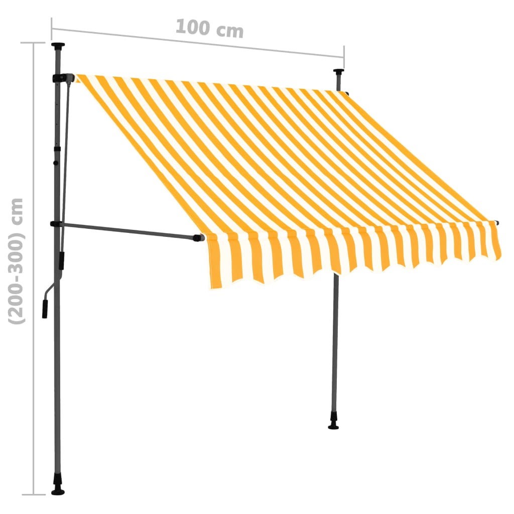 Copertină retractabilă manual cu LED, alb & portocaliu, 100 cm