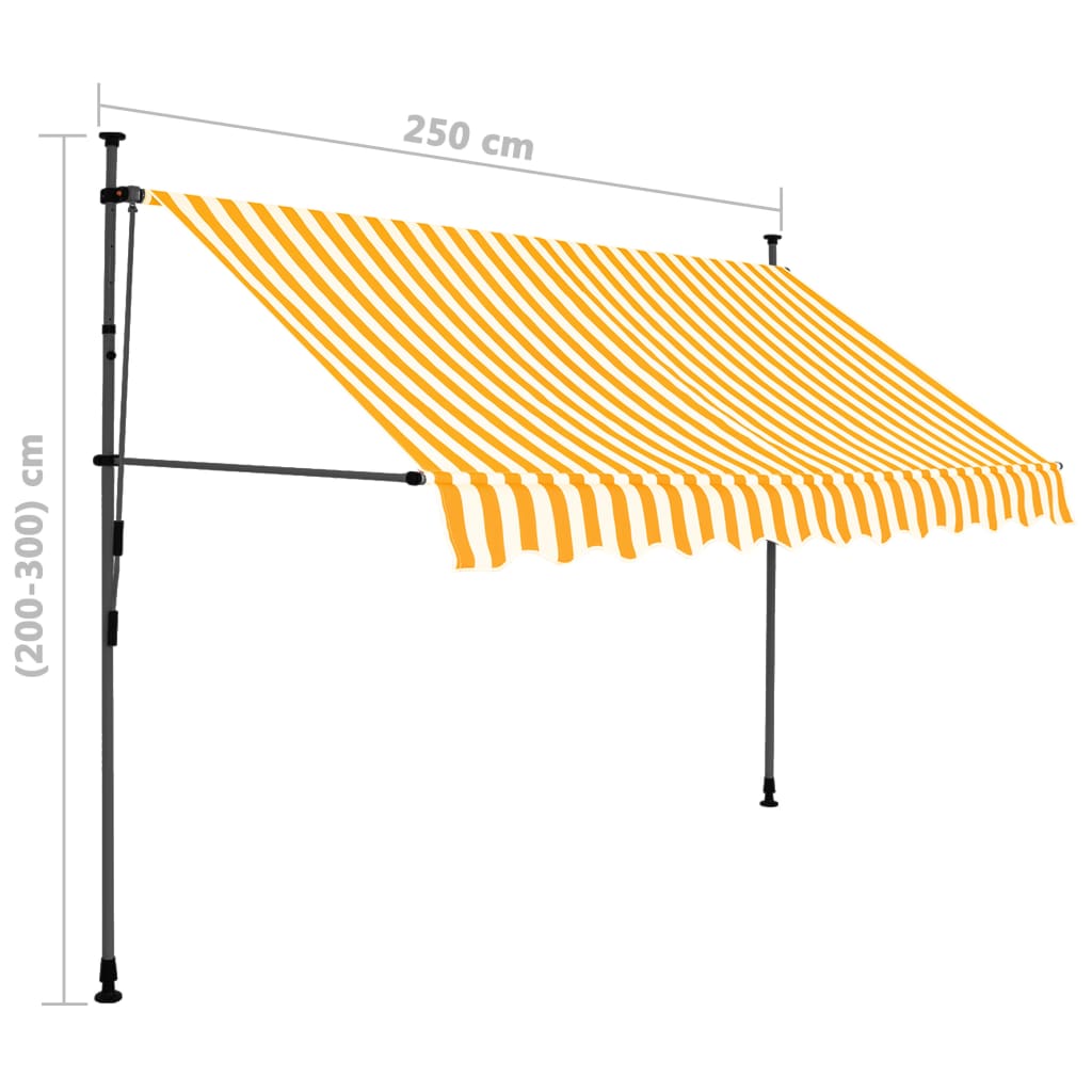 Copertină retractabilă manual cu LED, alb & portocaliu, 250 cm