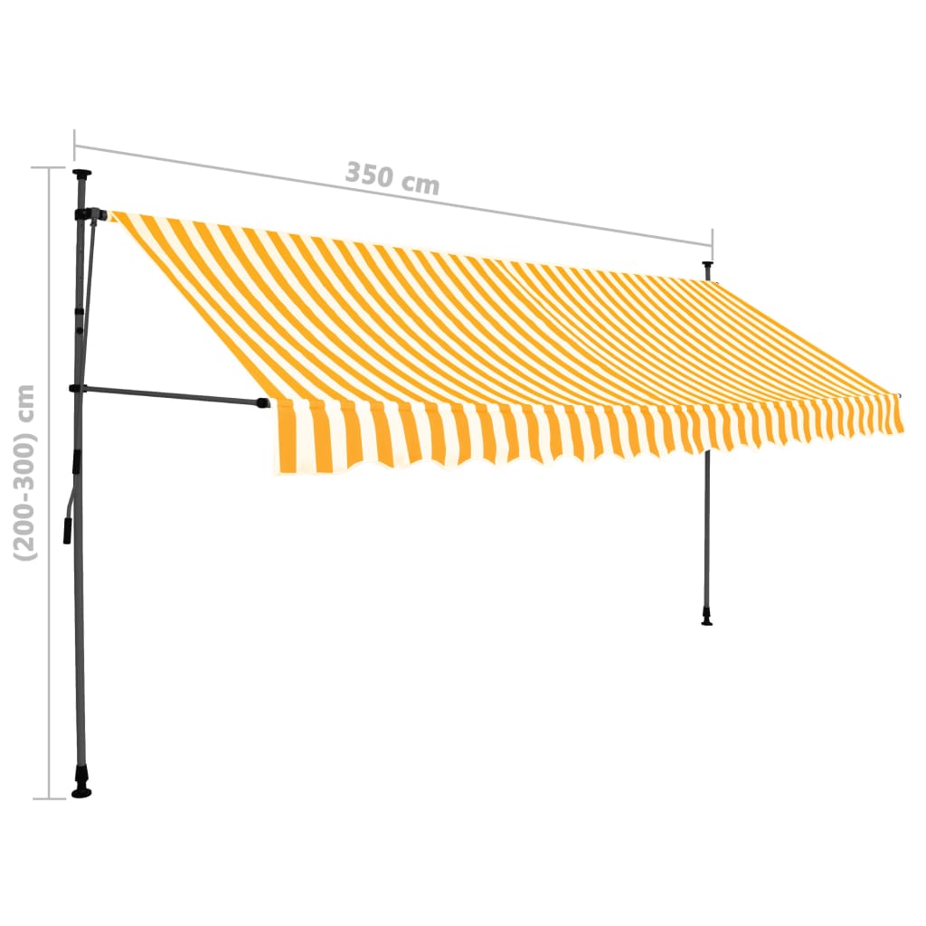 Copertină retractabilă manual cu LED, alb & portocaliu, 350 cm